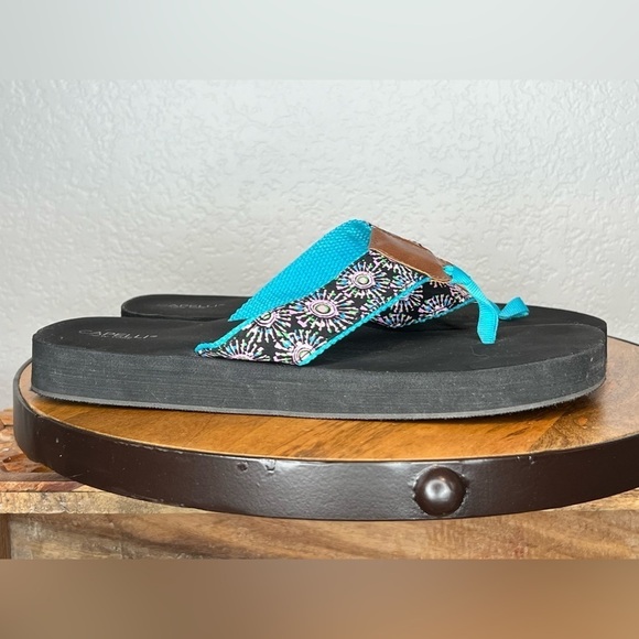 Capelli of New York Shoes - 282. Capelli of New York Thong Sandals Black/Teal 9